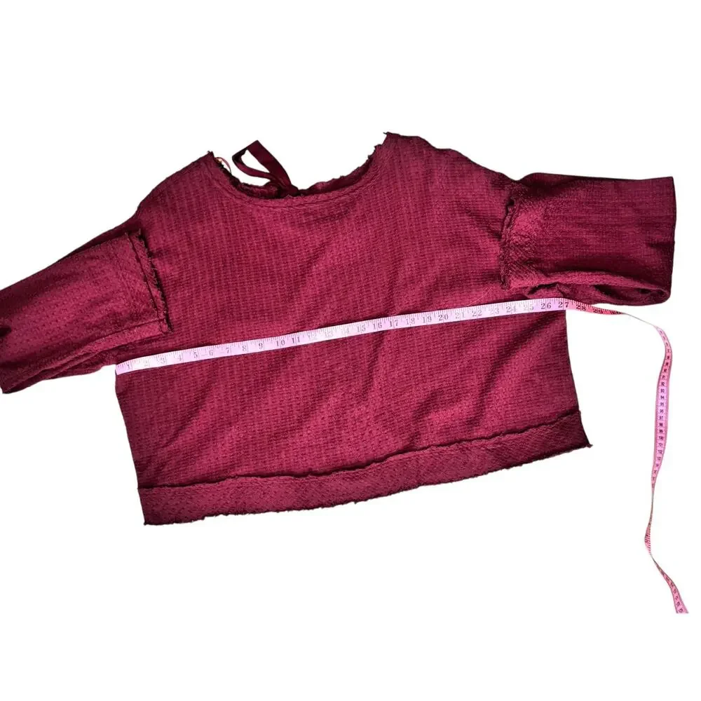 Free People Walking in Hueco Top Burgundy Tie Back Cropped  Size Large